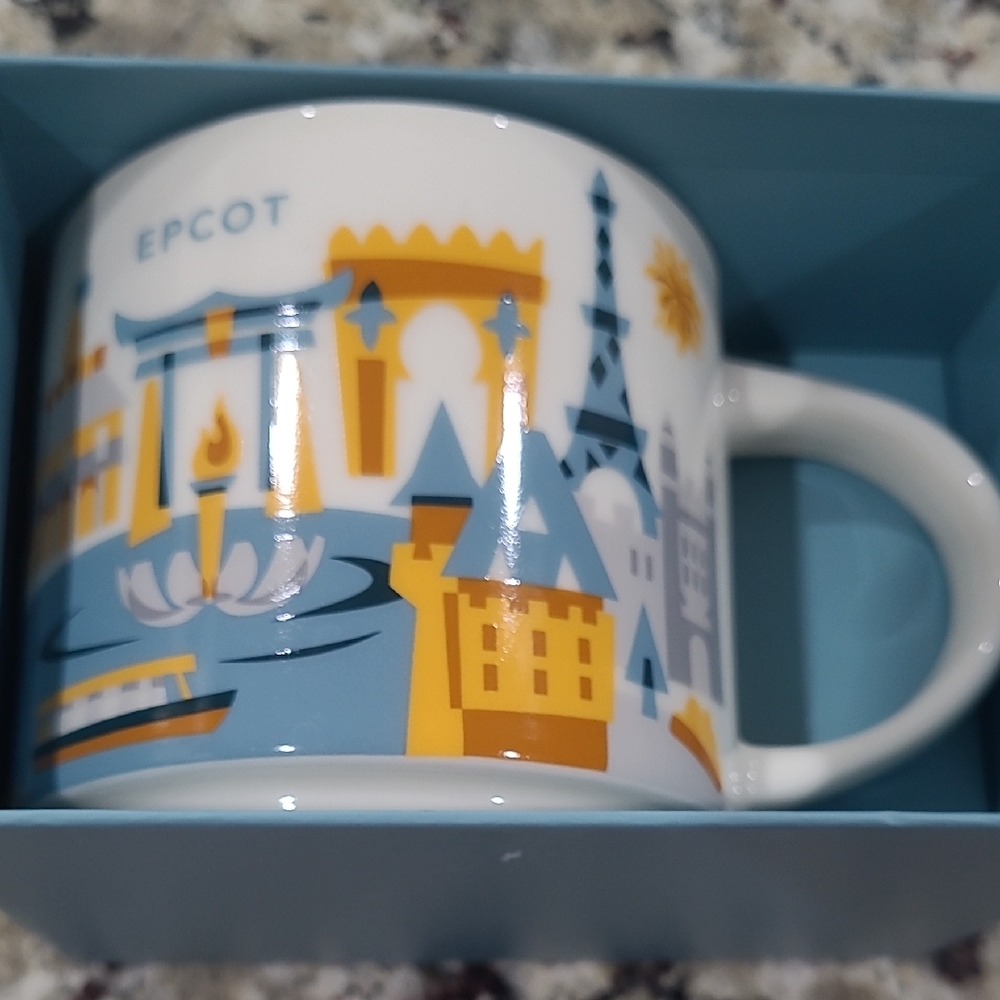 Disney Epcot YAH Mug - Blue and Yellow NEW In Box